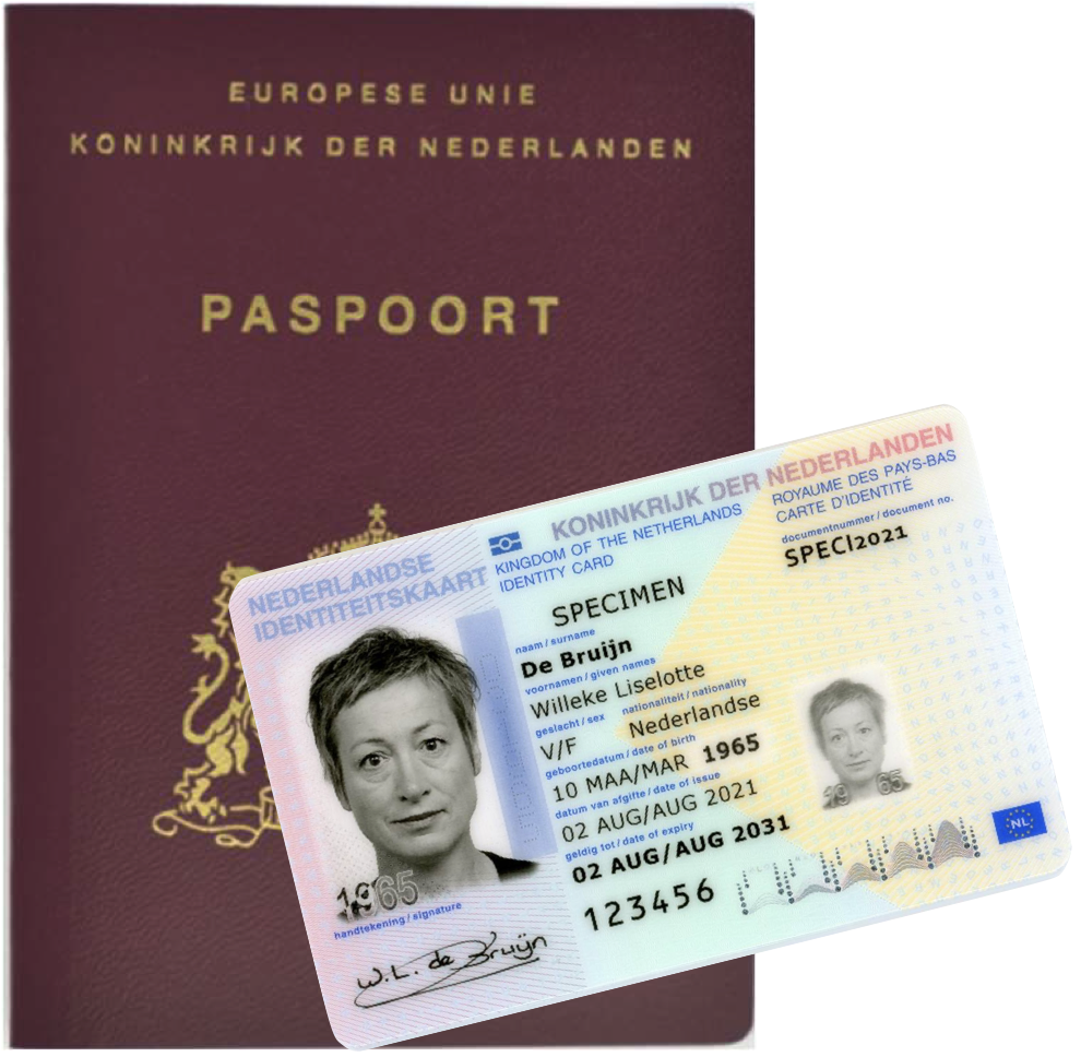 Voorbeeld foto van de het nederlandse paspoort
